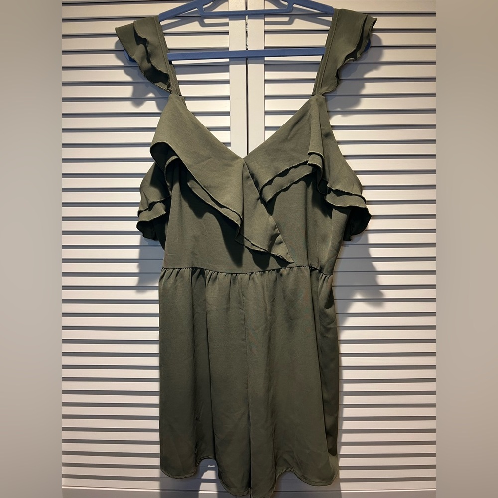 SRENDARKY Ruffle Romper, Green, XXL
